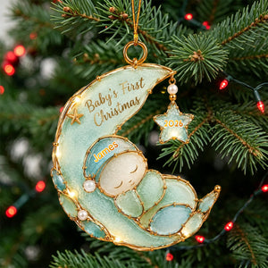 Sleeping Baby Sea Glass Personalized Baby’s First Christmas Ornament