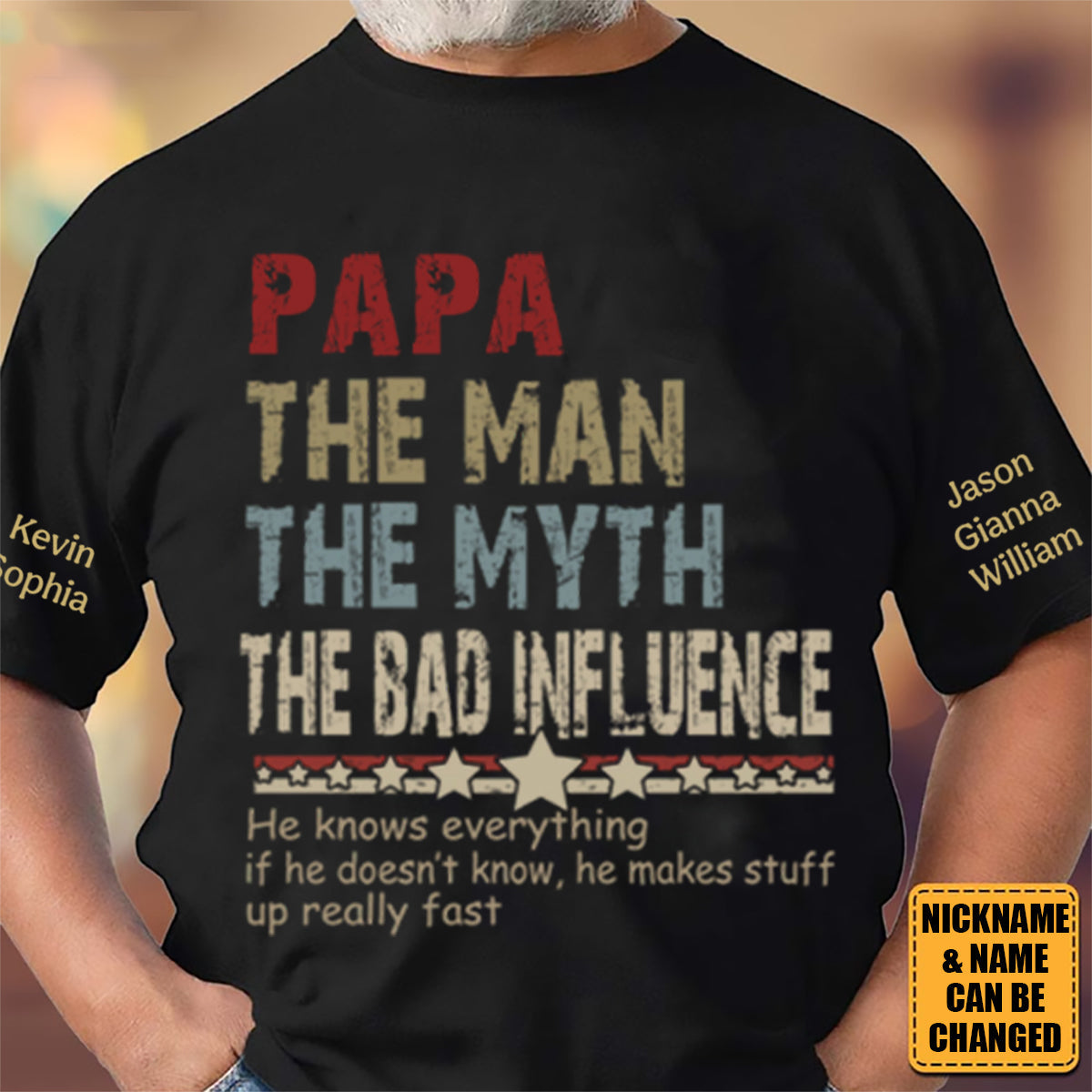 Personalized Dad Papa Grandpa Shirt, Custom Papa Legend Influence T-Shirt, Custom Birthday Fathers Day Gift