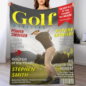 Personalized Custom Golf Magazine Cover Blanket, Golf Gift, Unique Gift for Golf Lovers, Gifts for Golf Coach