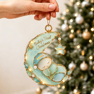 Sleeping Baby Sea Glass Personalized Baby’s First Christmas Ornament
