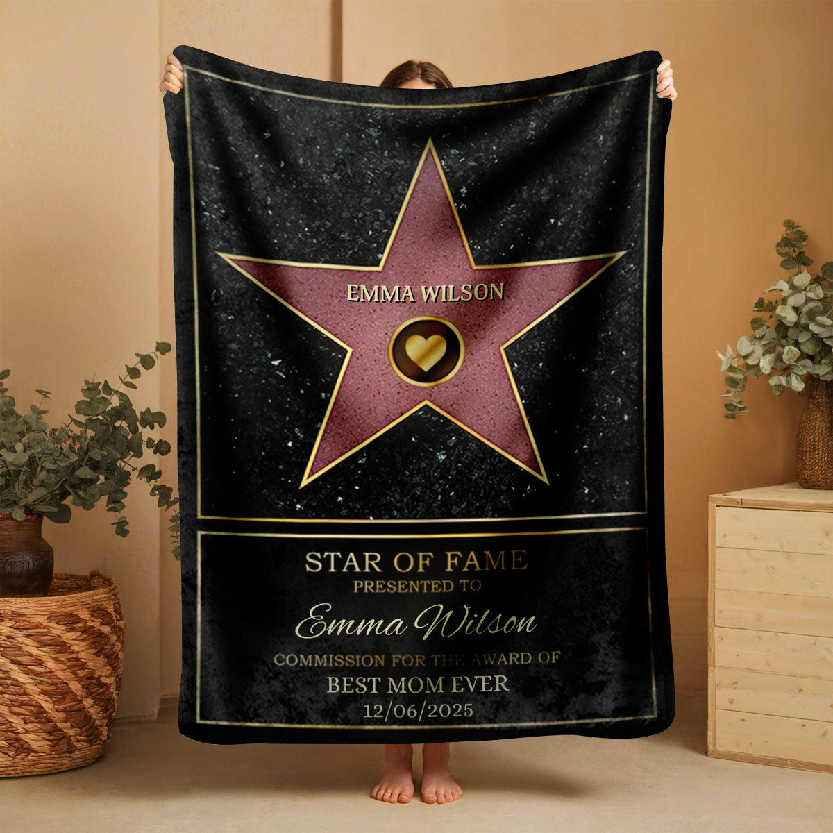 Mom Star Of Fame - Family Personalized Custom Blanket Gift for Mom