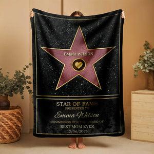 Mom Star Of Fame - Family Personalized Custom Blanket Gift for Mom
