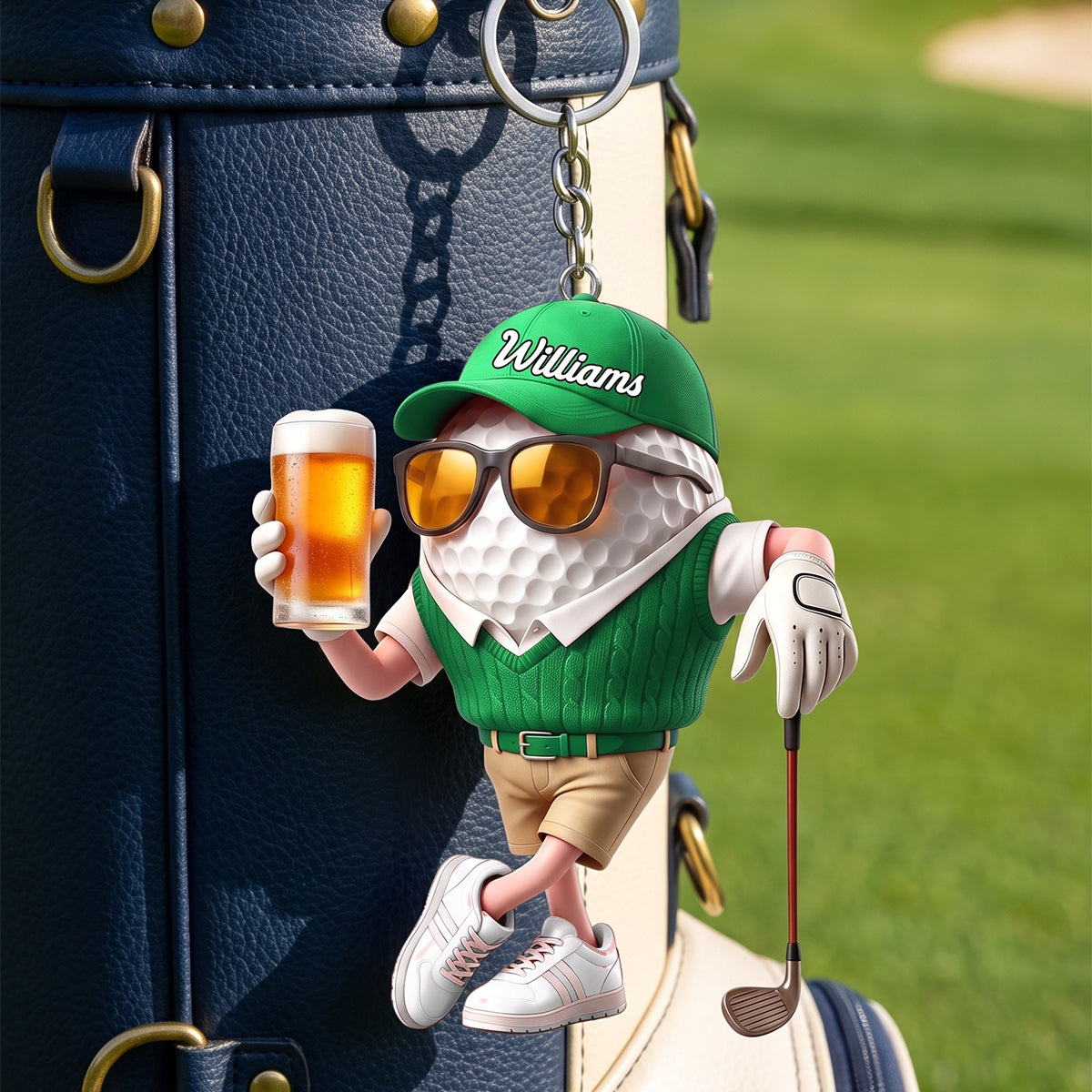 Personalized Keychain – Beer & Golf Design | A Unique Gift For Golf Lovers And Golfers