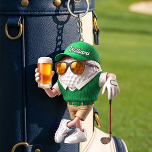 Personalized Keychain – Beer & Golf Design | A Unique Gift For Golf Lovers And Golfers