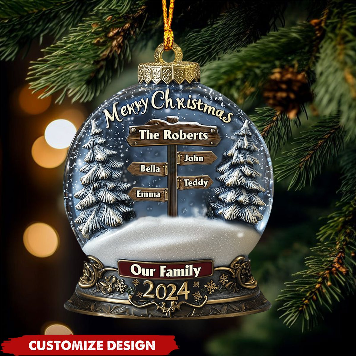 Merry Christmas 2024 - Personalized Family Christmas Acrylic Ornament