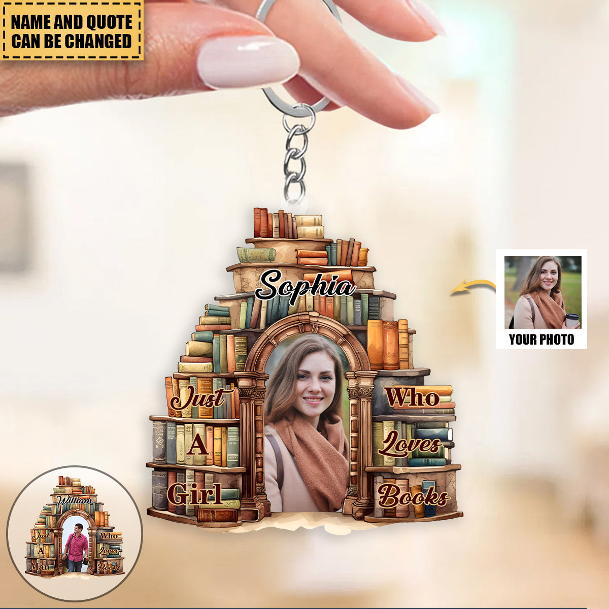 Personalized Custom photo Acrylic Keychain For Who Loves Books