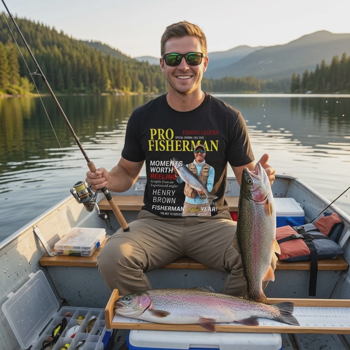 Custom Photo T-shirt, Personalized Birthday Fishing Gifts For Fisherman - Living The Reel Dream