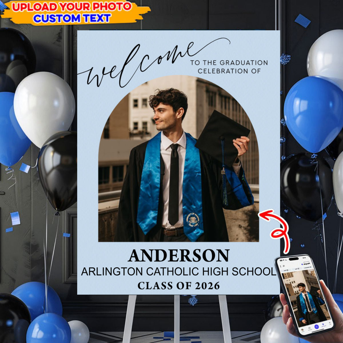 Personalized Color Welcome Canvas Sign - Custom Class Of 2026 Graduation Party Welcome Sign