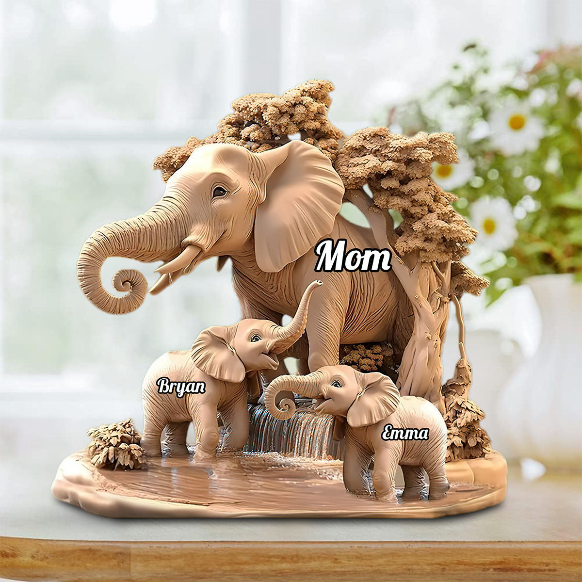 Gift For Mom, Grandma - Personalized Elephant Custom Shaped Acrylic Plaque