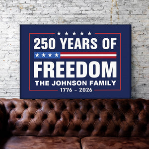 Custom Family Name 250 Years Of Freedom 1776-2026 4th Of July Personalized Canvas Poster