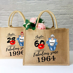 Fabulous Since - Personalized Jute Tote Bag - Birthday Loving Gift