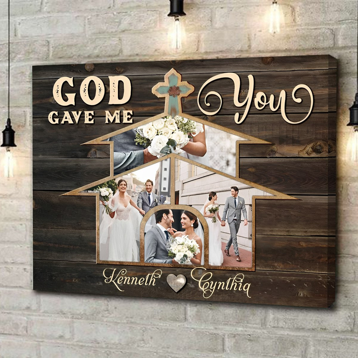 Christian Couples Gift Wedding Gift Idea, Personalized Couple Photo Collage Wall Art Decor