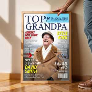 Personalized Grandpa Magazine Cover Poster Gifts for Grandpa from Grandkids