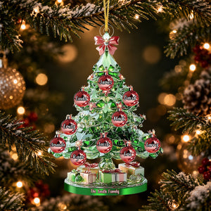 Crystal Christmas Family Tree Personalized Ornament
