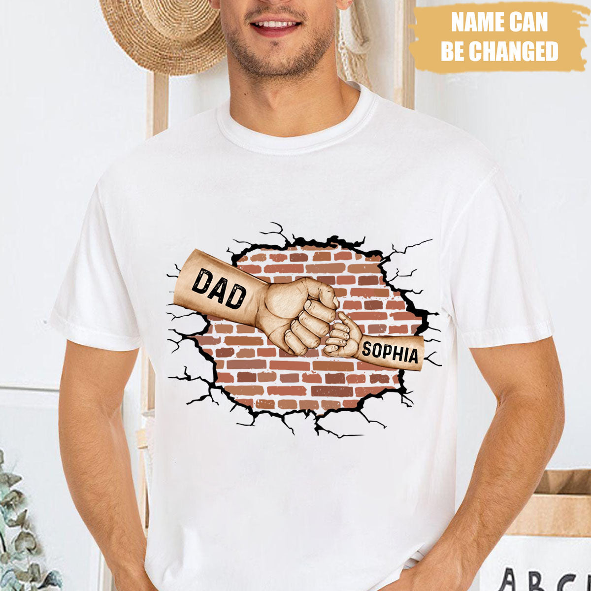 Best Dad Ever Custom Fist Bump Personalized Pure Cotton T-Shirt