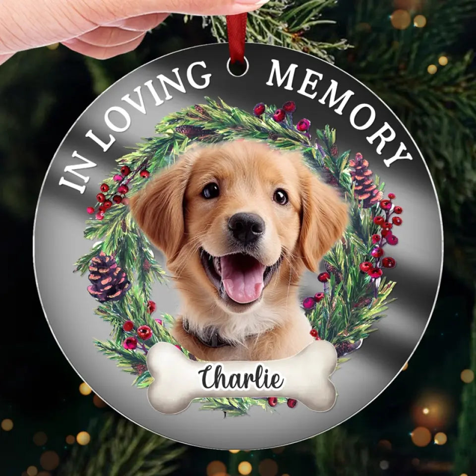 In Loving Memory - Custom Photo Memorial Acrylic Ornament, Christmas Gift For Pet Lovers