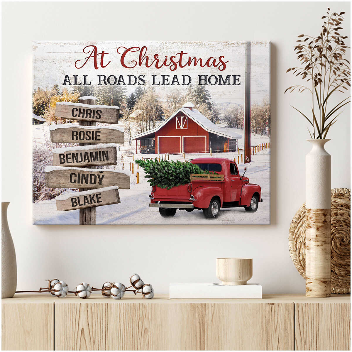 At Christmas All Roads Lead Home - Personalized Canvas/Poster Family Christmas Gifts