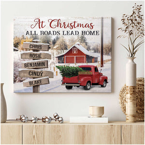 At Christmas All Roads Lead Home - Personalized Canvas/Poster Family Christmas Gifts