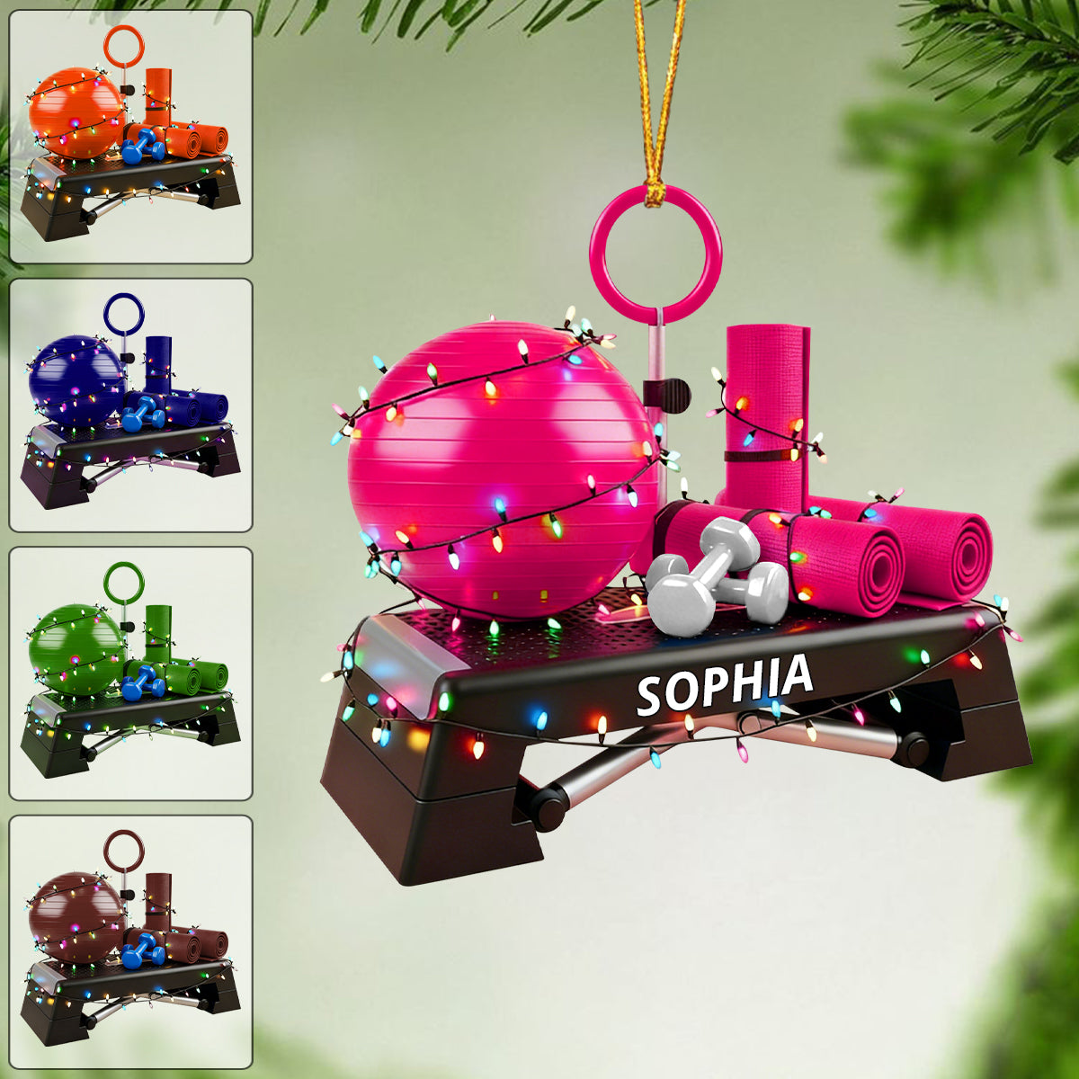 Personalized Fitness Ornament Yoga and Workout Gift for Exercise Lover