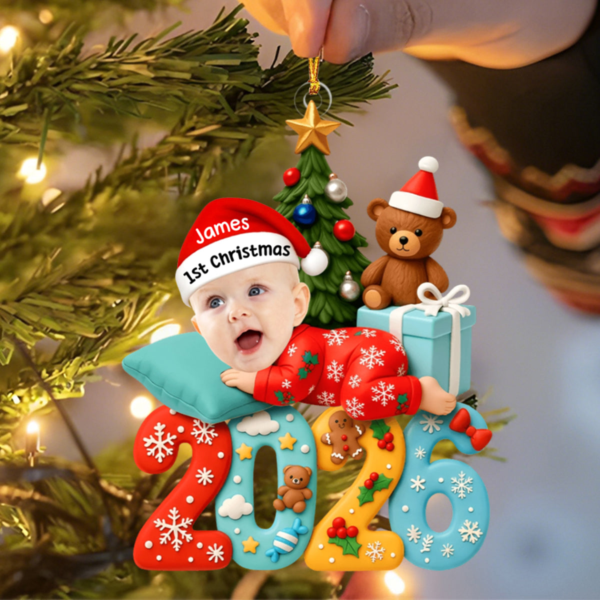 Baby's First Christmas Keepsake – Personalized Acrylic Ornament with Baby Photo For Holiday Tree Decor