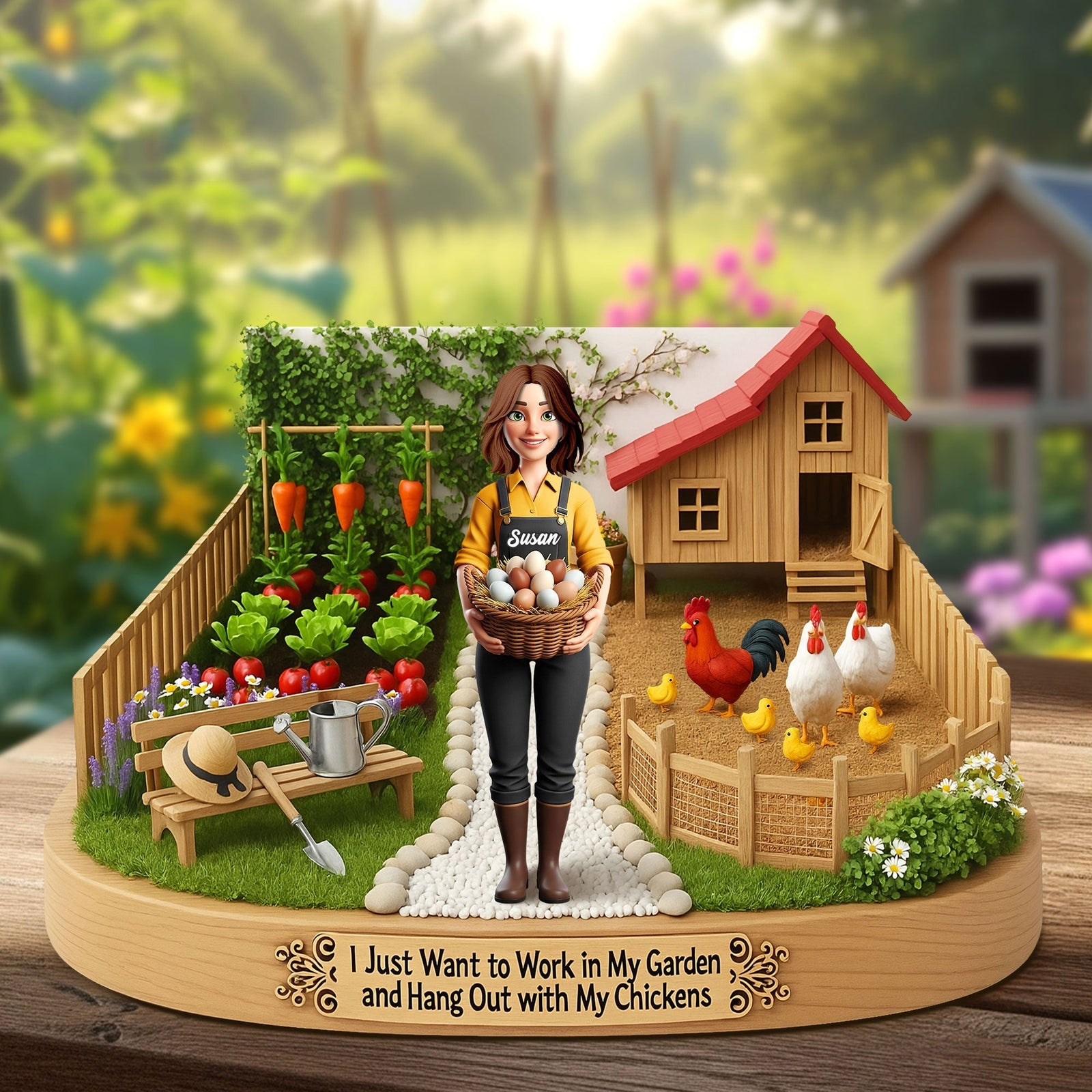 I Just Want to Work in My Garden Farm Girl - Personalized Acrylic Plaque Gifts For Farmers