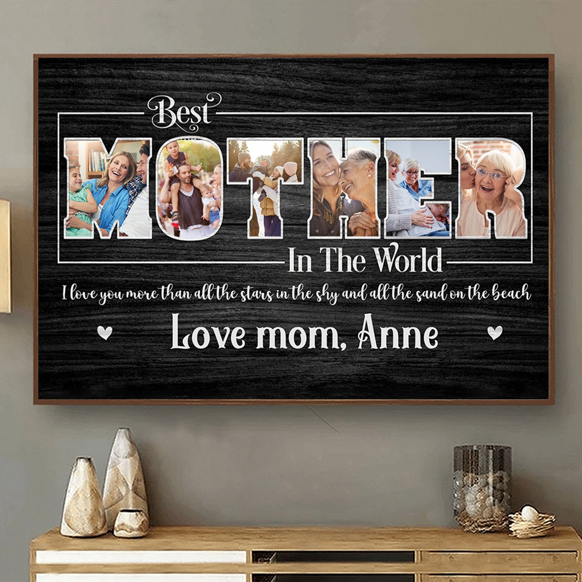 Best Mother In The World Photo Collage Canvas, Mother’s Day Canvas Art Gift For Mom