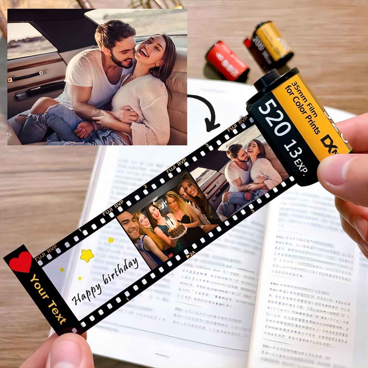 Personalized Couple Photos Film Roll Keychain - Gifts to Lover