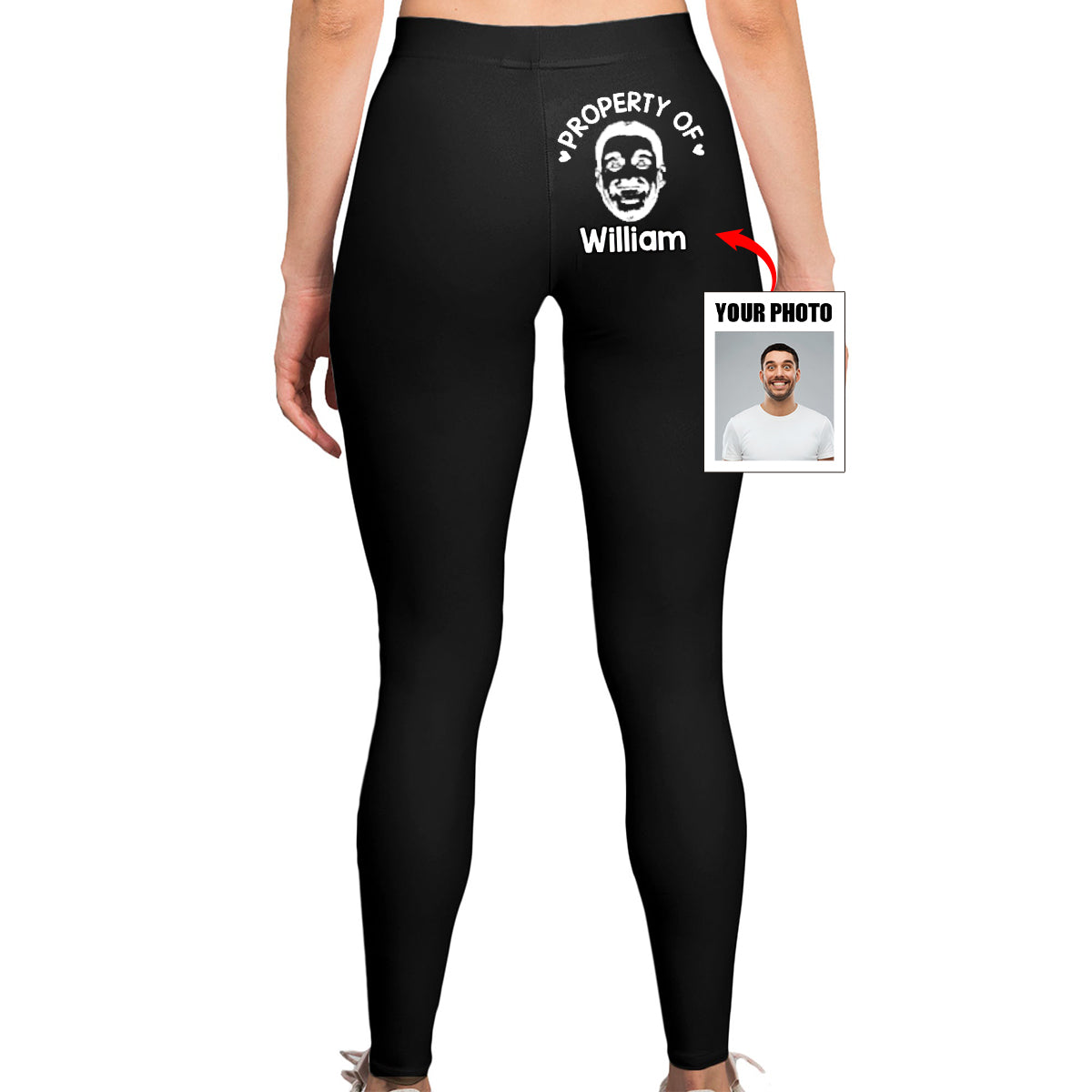 Custom Photo Property Of Me, Handle Like A Queen - Personalized Custom Women Leggings - Gift For Wife, Anniversary