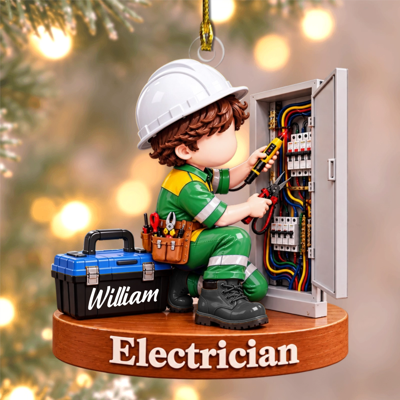 Personalized Electrician Christmas Ornament – Custom Name Acrylic Keepsake | Gift For Electricians & Apprentices