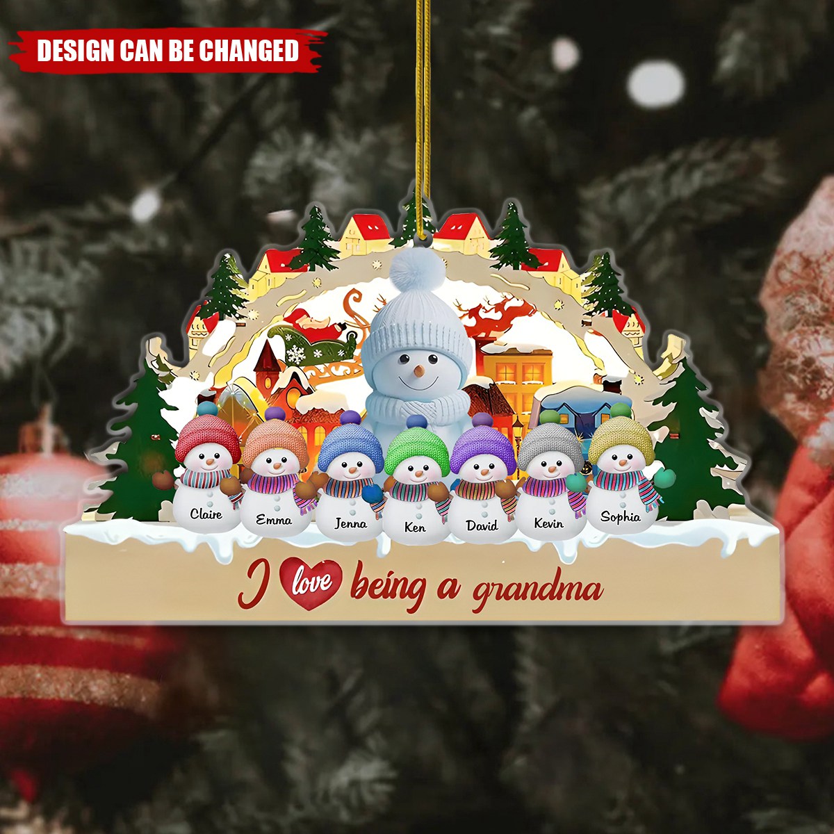 Personalized Grandma Snowman Acrylic Ornament - Upto 10 Kids - Christmas Gift - I Love Being A Grandma