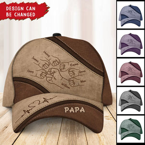 Personalized Outline Fist Bump Daddy Grandpa Classic Cap