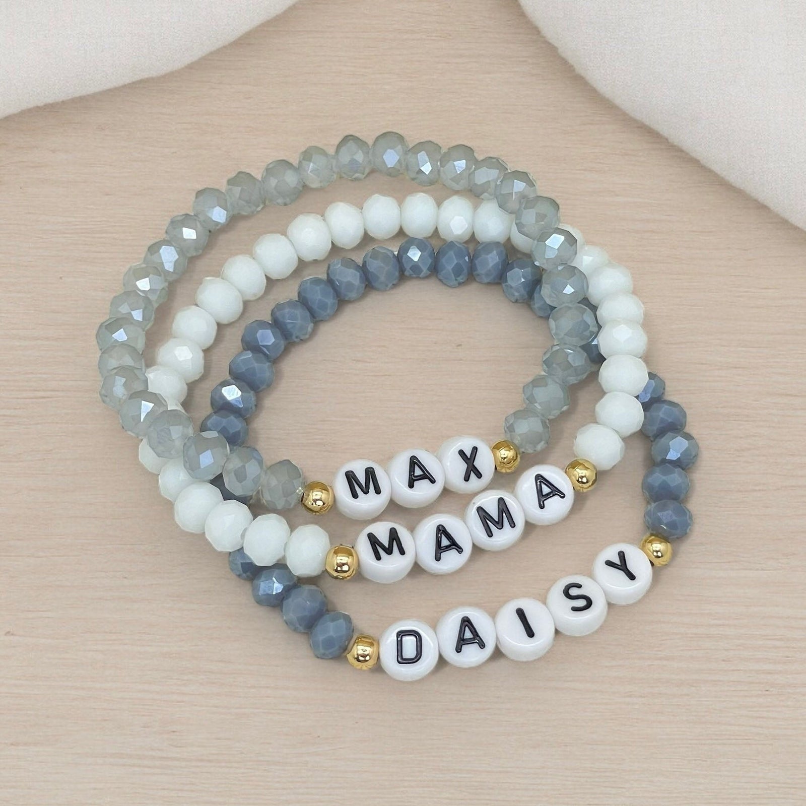 Personalized Crystal Bead Name Bracelets - Handmade Custom Gift For Women Mama Bracelet