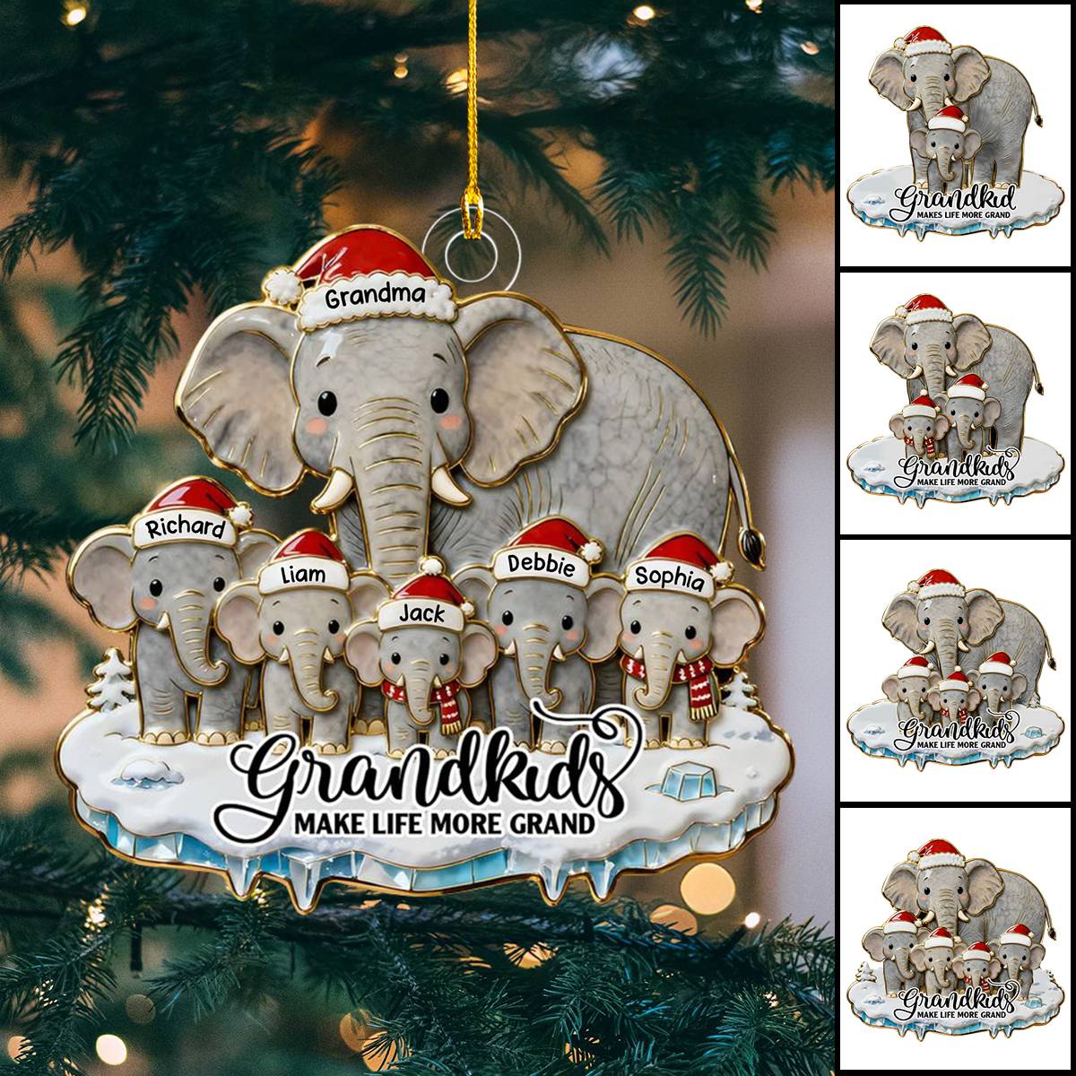 Grandkids Make Life More Grand - Family Personalized Christmas Ornament