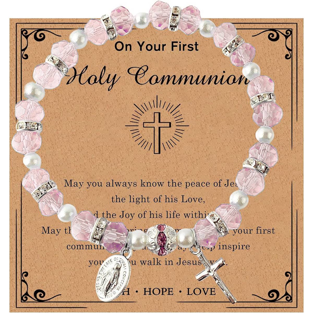 Christian Gifts for Women Girls Natural Stone Cross Bracelet