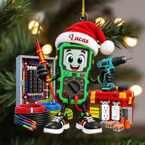 Personalized Electrician Christmas Ornament – Custom Name Keepsake | Gift for Electricians & Electrical Apprentices