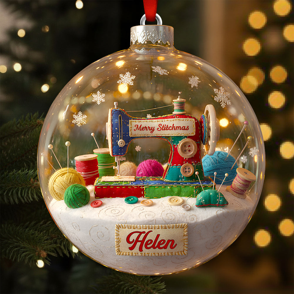 Merry Sewing Christmas Ornament - Personalized Gifts for Sewing Lovers