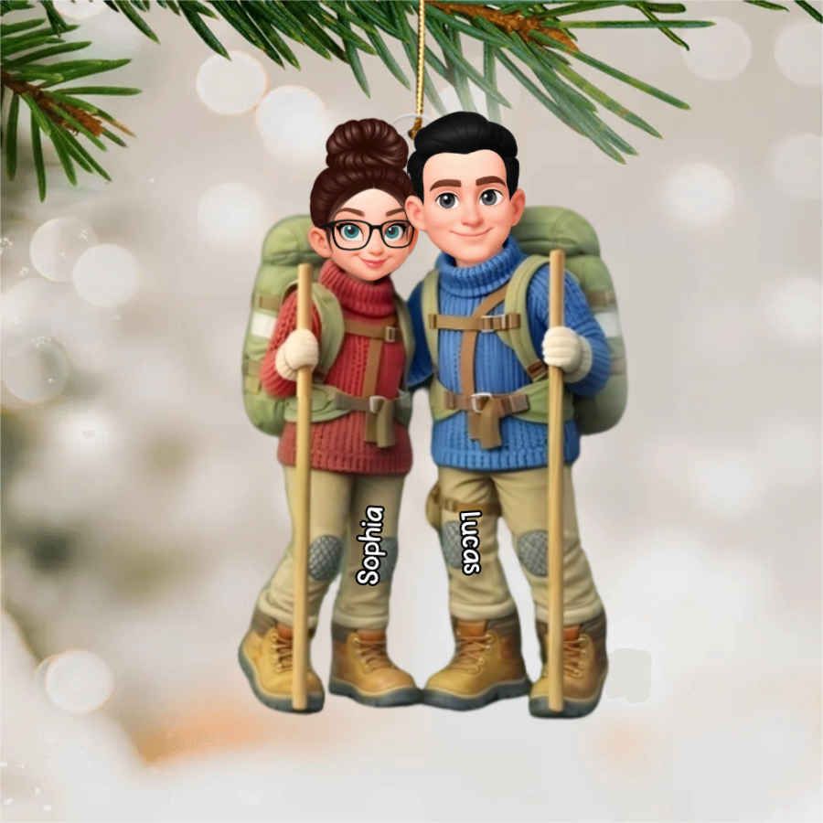 Personalized Acrylic Hiking Couple Hanging Ornament – Keepsake Gift For Him Or Her