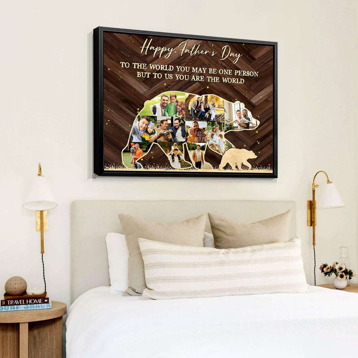 Personalized Bear Shape Photo Collage Canvas Poster | Father’s Day Gift For Dad,Gift for Husband