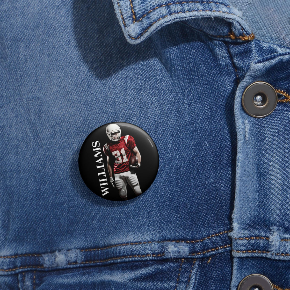 Personalized Photo Player Team Name And Number Pin Buttons Gift for Football Basketball Sport Lover