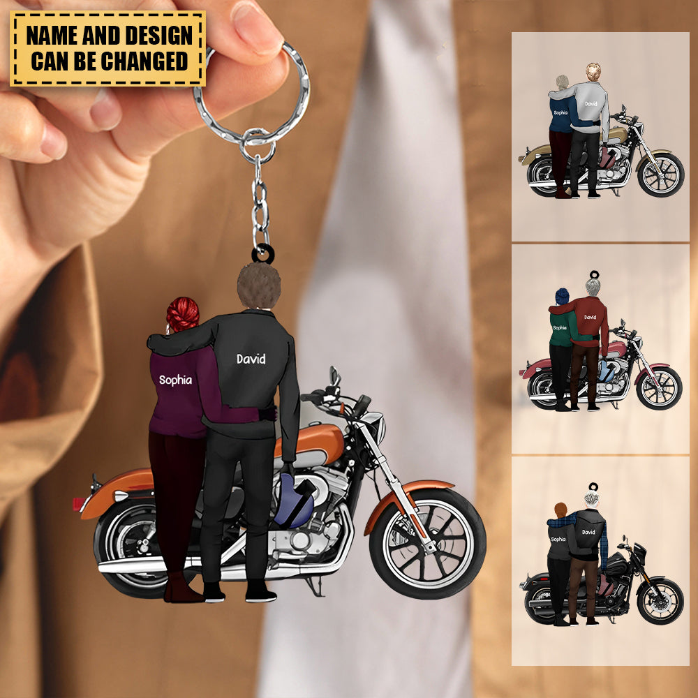 Custom Personalized Couple And Motorcycle Keychain - Best Gift For Couple