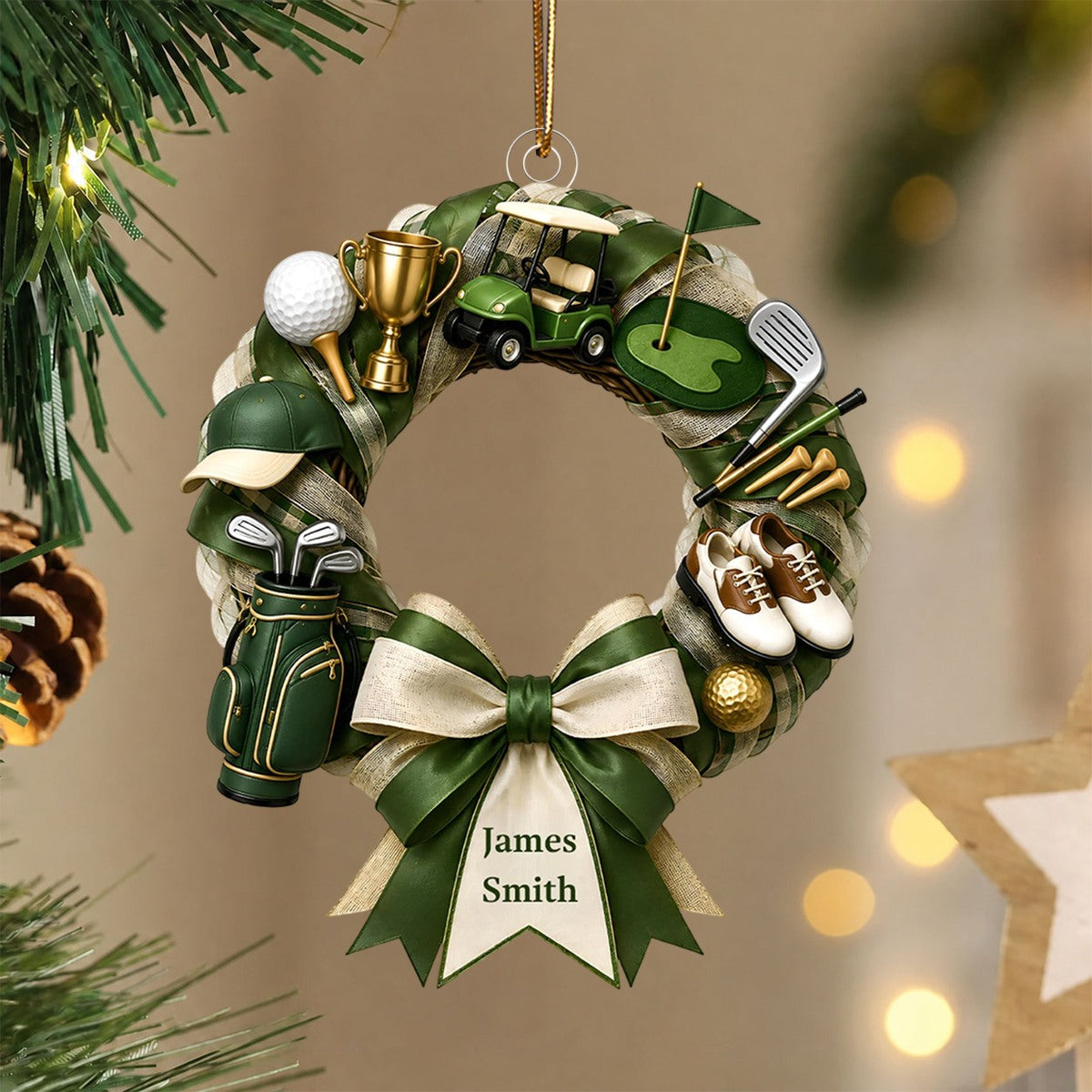 "Golf Lover Dream" – Personalized Christmas Wreath Ornament | Gift For Golfers