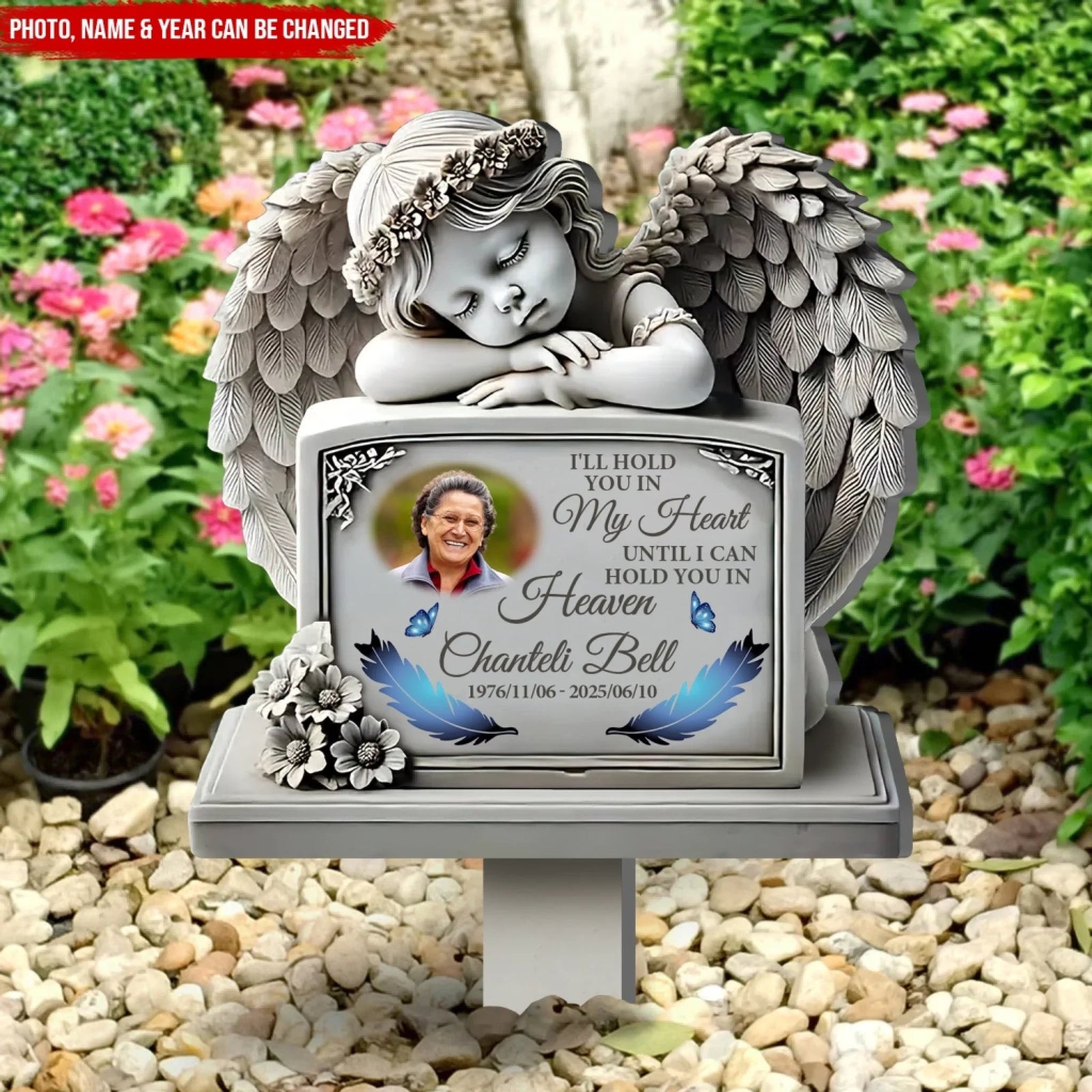 I'll Hold You In My Heart Until I Can Hold You In Heaven - Memorial Personalized Garden Plaque Stake