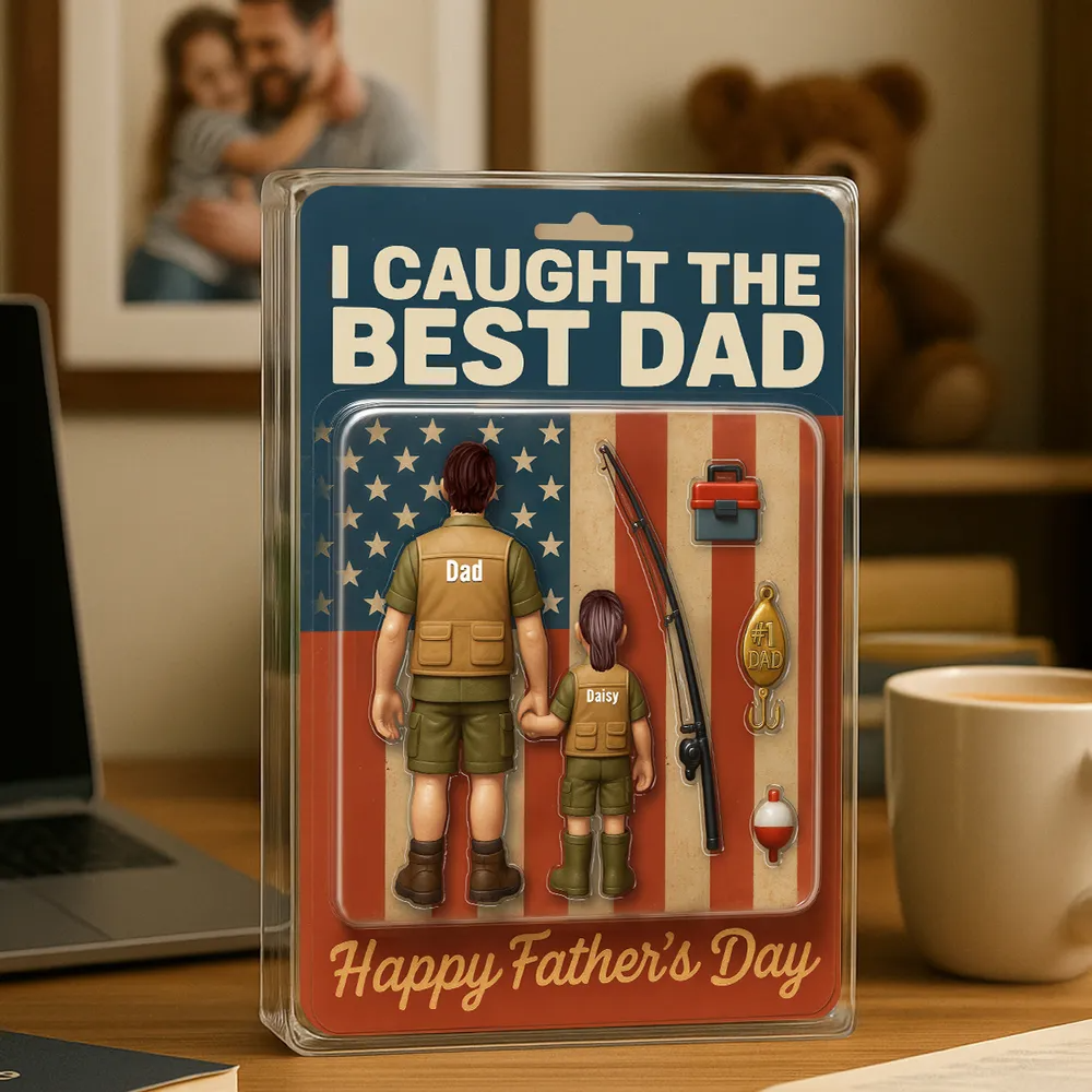 Best Dad Fishing Figure - Personalized Acrylic Block Plaque, Father's Day Gift for Dad