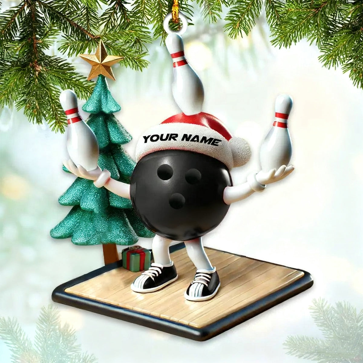 Custom Name Bowling Personalized Acrylic Ornament Bowling Lover Christmas Gift