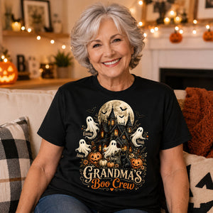 Halloween Gift For Grandma – Personalized "Grandma's Boo Crew" Haunted House Shirt