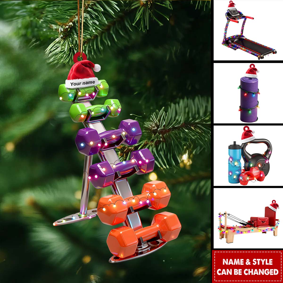 Personalized Custom Name Fitness Ornament, Fitness Christmas Gift