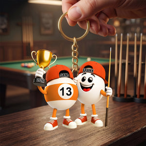 Personalized Custom Name Billiard Couple Keychain – A Fun Gift For Billiard Lovers & Pool Players
