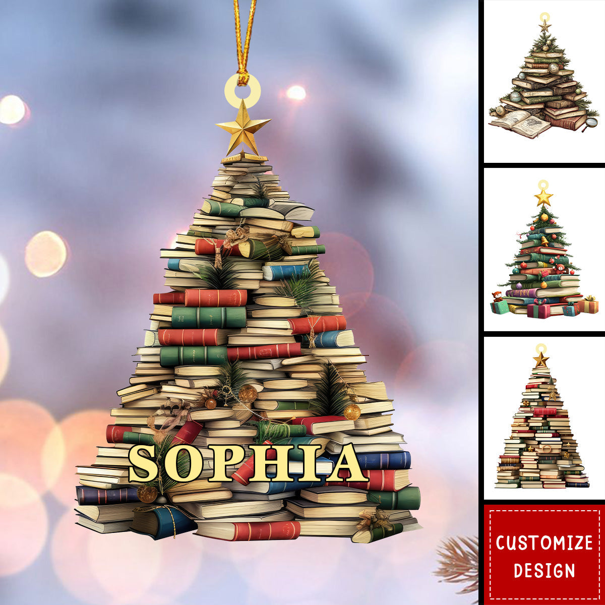 Personalized Christmas Book Tree Ornament