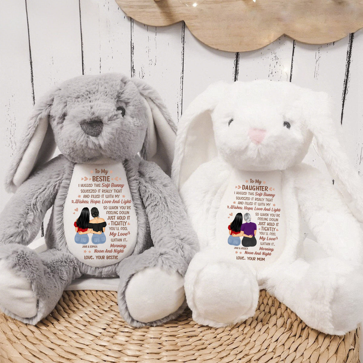 I Filled It With My Wishes Bestie Sister - Personalized Soft Toy Bunny