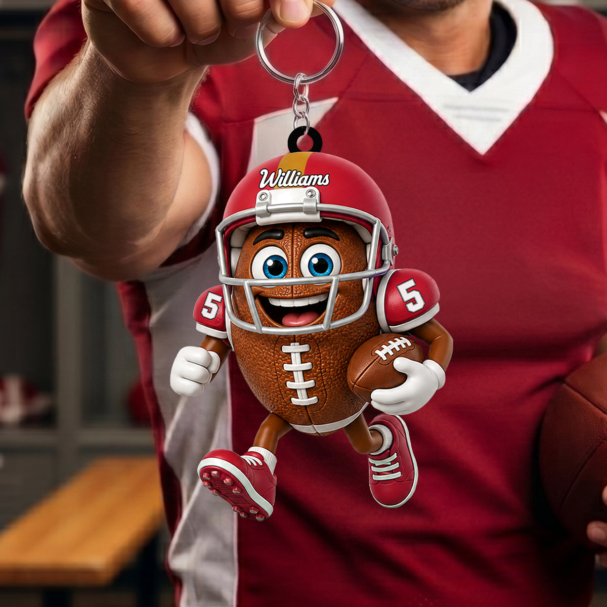 Personalized Cute American Football Mascot Acrylic Hanging Ornament – Gift For American Football Fans